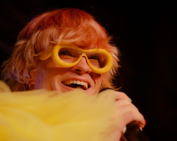 Jake Wesley Rogers performs at  Bimbo's in San Francisco. Close up of him smiling.