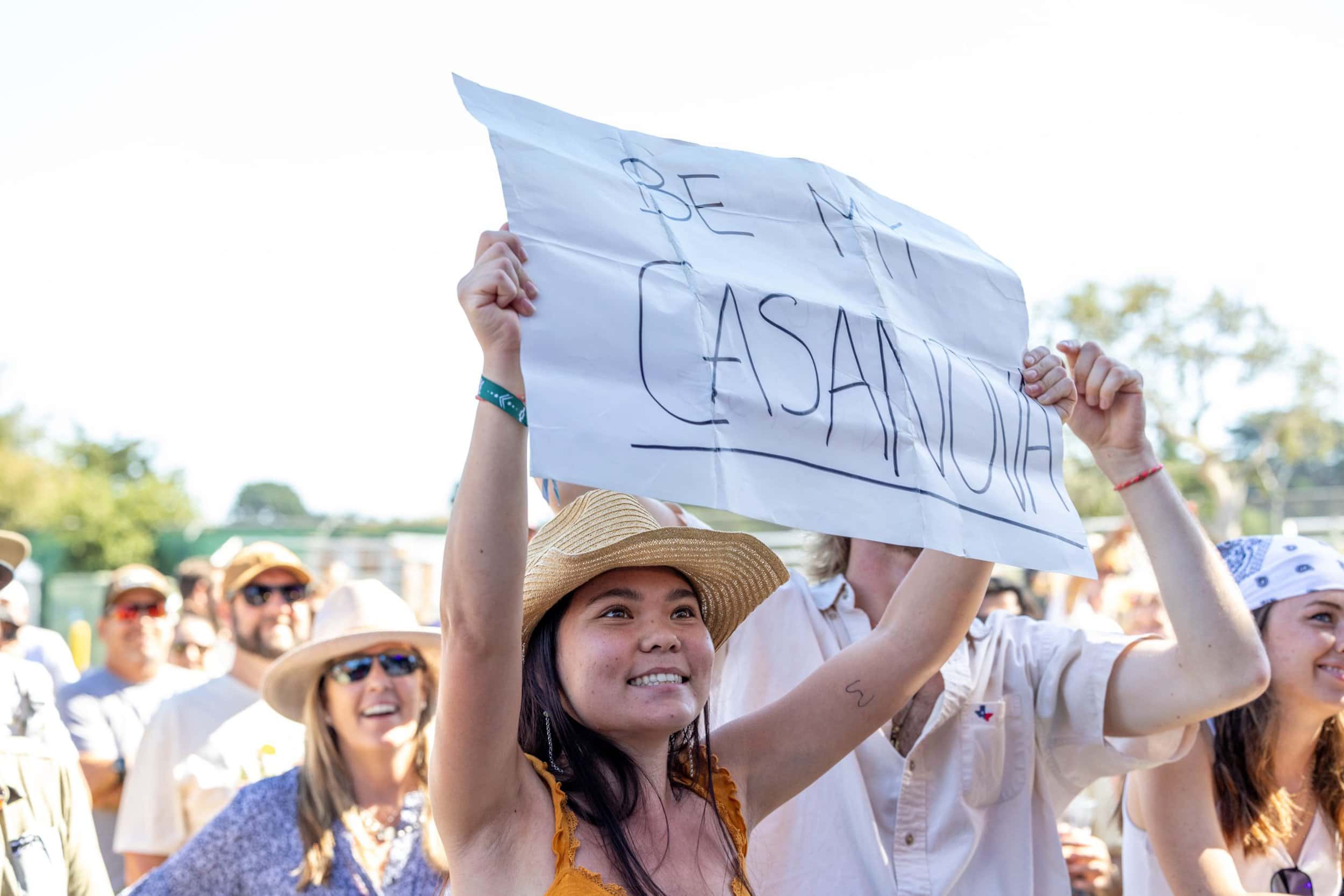A fan raises a sign for Rayland Baxter at the Big Sur Stage.